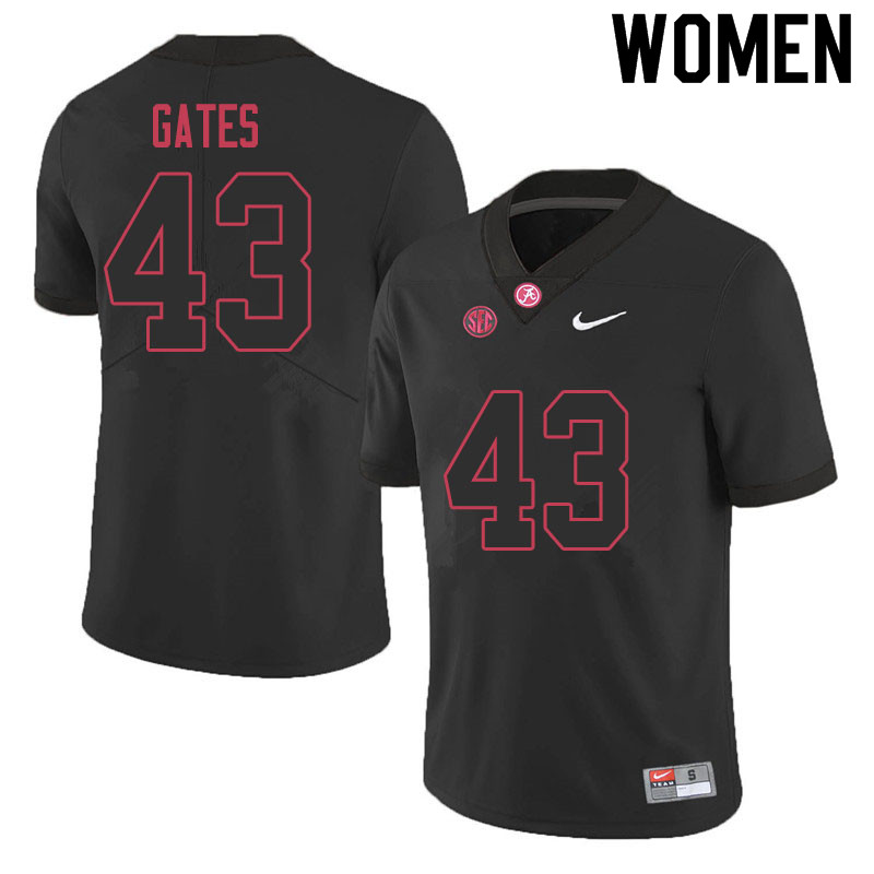 Women #43 A.J. Gates Alabama Crimson Tide College Football Jerseys Sale-Black